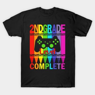 2nd Grade Level Complete Funny Gamer Shirt Back To School Crayons T-Shirt